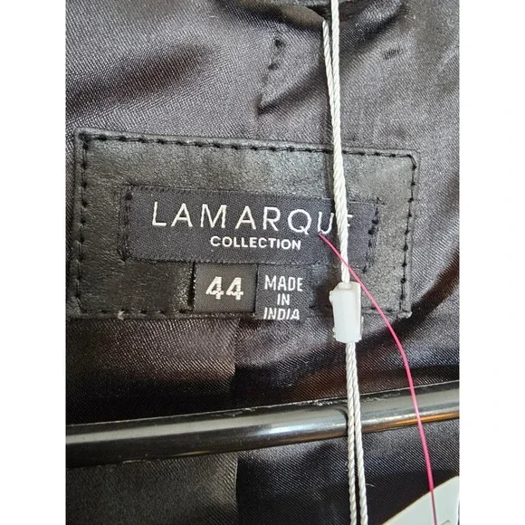 LAMARQUE Collection‎ Black Leather Shawl Collar Blazer Jacket Men Size 44 - Picture 9 of 10